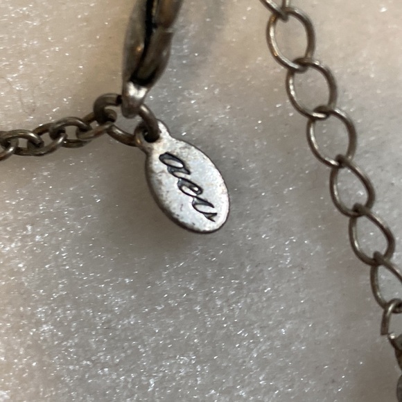 American Eagle Silver Bohemian Grunge Circle Loop Linked Necklace Artsy Vintage - Picture 8 of 8